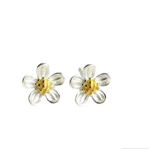 Sterling silver 14k gold Cherry blossom Flower stud earrings